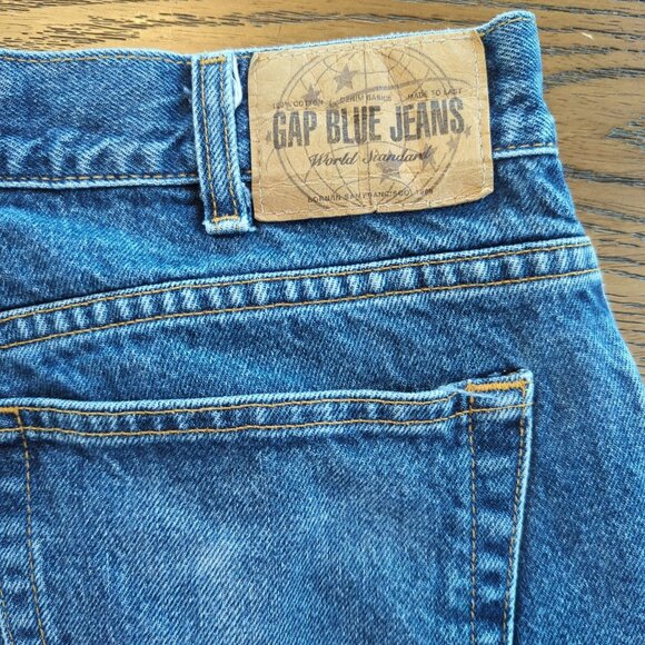 Vintage 90s GAP Blue Jeans Easy Fit 36x28 Button Fly 100% Cotton Denim - Picture 11 of 16